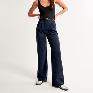 A&F Sloane Tailored Wide Leg Pants Navy